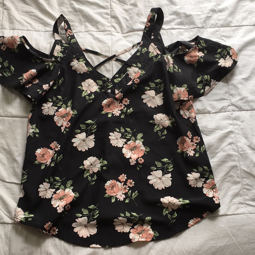Off the shoulder flower shirt